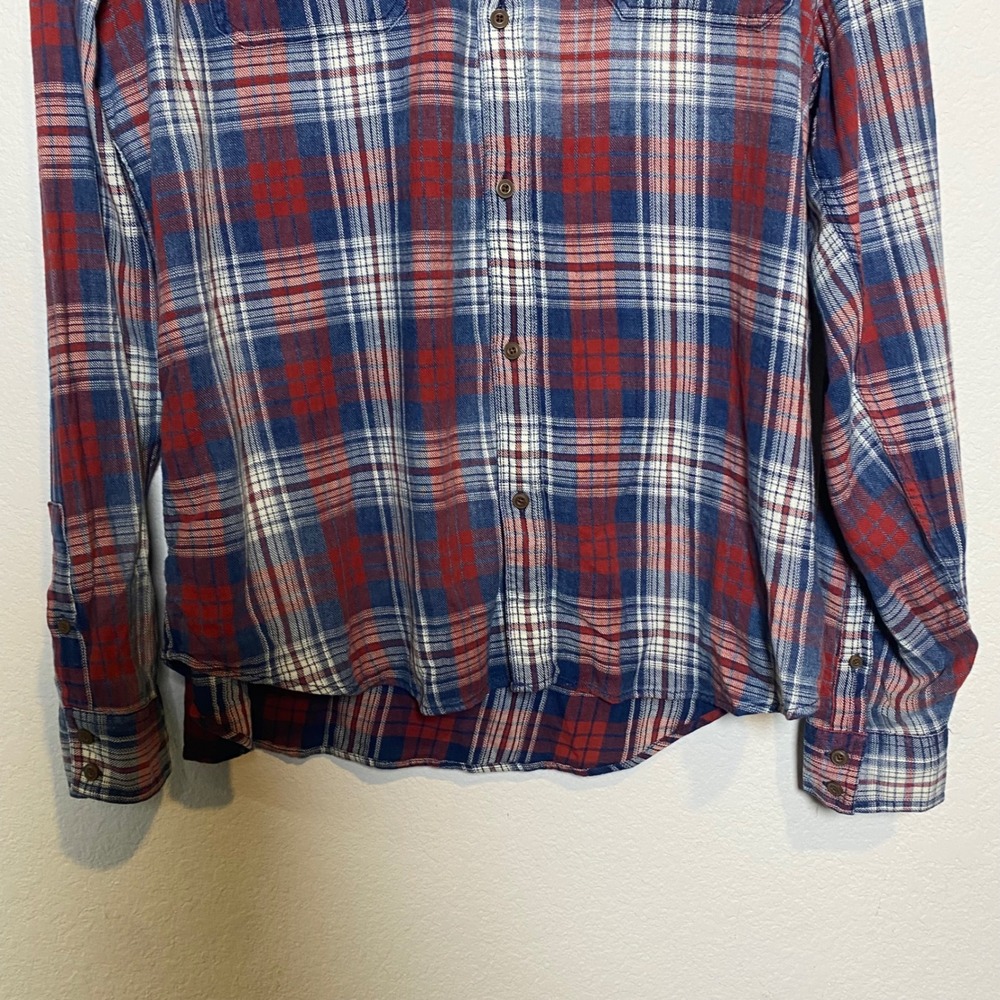 Lucky Brand Classic Red Flannel Mens XL Boho Casual Rustic Outdoor Plaid Western - Picture 7 of 13